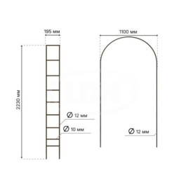 Арка садовая металлическая суперразборная 220х127х19,5см Простая узкая LDN