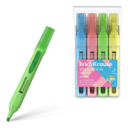 Текстовыделителей набор 4 цвета ErichKrause Liquid V-14 с жидкими чернилами 58360