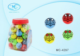 Точилка пластик с контейнером Мячик-паук, ассорти МС-4297