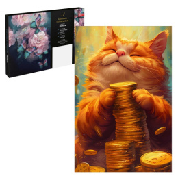 Раскрашивание по номерам на холсте 20х30см Кот с деньгами 67922/40