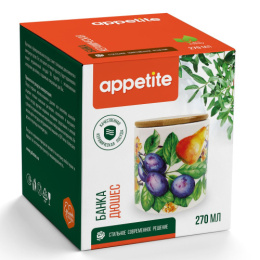 Банка для сыпучих керамическая (доломит) с бамбуковой крышкой 270мл Дюшес, в п/у Appetite ZF335-8