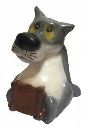 Копилка гипсовая Волк с табличкой малый 16х20см ГусьДекорЛюкс 4К72