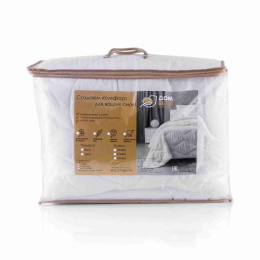 Одеяло 140х205см Лебяжий пух (п/э 90, окантовка) в чемодане Коллекция Жемчужина ДомВелл 