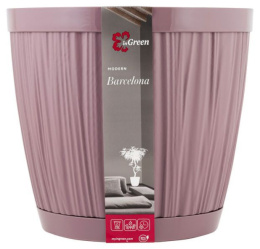 Горшок для цветов пластиковый Barcelona с поддоном 9,6л 27х27х24,3см морозная слива InGreen IG623210053