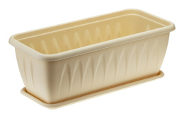 Ящик для цветов балконный пластиковый  40х18,5х15,5см Алиция с поддоном, белая глина Idea М3214