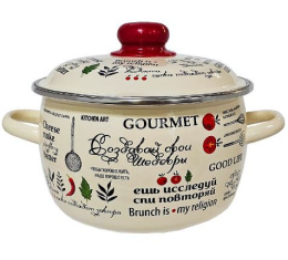 Кастрюля эмалированная Шедевры 3,0л сферическая с металл. крышкой Appetite 3RC181M