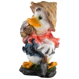 Фигурка садовая из полистоуна Утенок в шляпе с лопатой 22х22х38см Park 169398