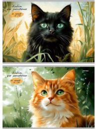 Альбом для рисования 40 листов Котики в траве, на скрепке А40-8230