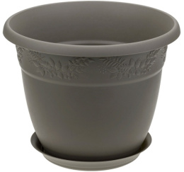Кашпо пластиковое Рябина с поддоном 22,0л d-40см h-31,4см французcкий серый Idea М3060