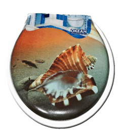 Сиденье для унитаза мягкое с рисунком Большая раковина Океан В-6