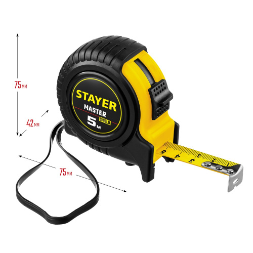 Рулетка  5м х 19мм обрезиненный корпус Stayer 34025-05