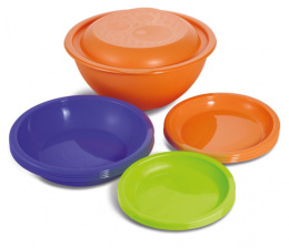 Набор посуды для пикника пластиковый на 4 персоны, 13 предметов Дачный, в миске Martika С70