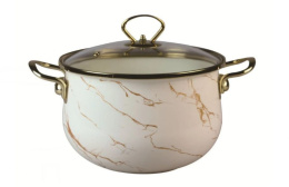 Кастрюля эмалированная Lux 4,0л грушевидная со стеклян. крышкой, кремовый мрамор Маруся R-22240