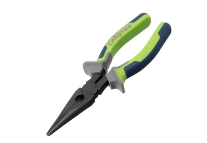 Длинногубцы прямые 180мм обрезиненные (трехкомпонентные) ручки, фосфатирование Сибртех 17156