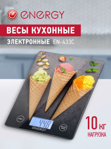 Весы кухонные электронные до 10кг, стеклянные, EN-433C Energy 110074
