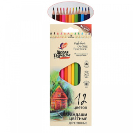Карандаши цветные 12 цветов Луч Школа творчества, трехгранные 30С 1806-08