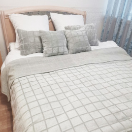 Плед 150х200см фланель Клетка серая ДомВелл 152B