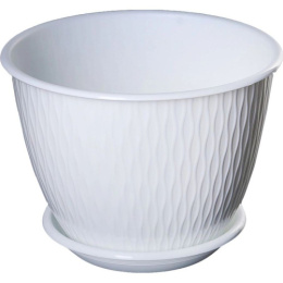 Горшок для цветов пластиковый Корсика с поддоном 2,4л d-19см h-14,5см белый 5plast 5PL0295