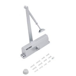 Доводчик дверной Notedo DC-180 Silver со складным рычагом, до 180кг, от -38 до +60 °С, серебро, серия Легкий характер Notedo 20958