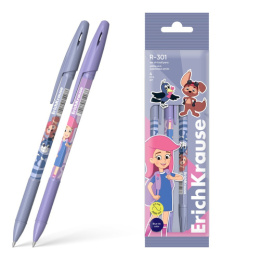 Ручка шариковая ErichKrause R-301 Stick Grip Простоквашино, синий 0,7мм 61904