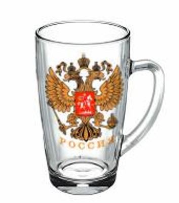 Кружка стеклянная 400мл Герб России Gid Glass D1488/20