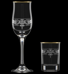 Двойка - набор стеклянный 12 предметов (6 бокалов для шампанского + 6 стопок) Камарезе, в п/у Декостек 12082-ГЗ2