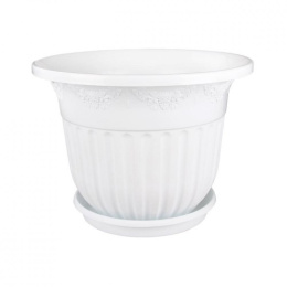 Горшок для цветов пластиковый Лозанна с поддоном  1,5л белый Альтернатива М1610