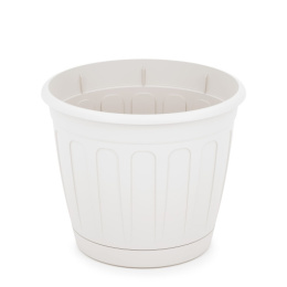 Горшок для цветов пластиковый Дионис с поддоном 1,6л d-15,7см белый Альтернатива М8243