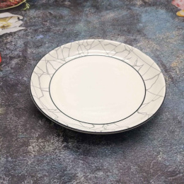 Тарелка фарфоровая мелкая 220мм с узором Мрамор Радужный Дом РД84670