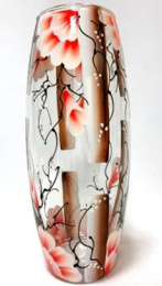 Ваза для цветов стеклянная бочонок h-26см Flora Мотивы, прозрачный/художка, в п/у Декор-Стиль Н 43966