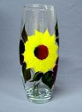 Ваза для цветов стеклянная бочонок h-26см d-12см Flora эконом роспись, в п/у Красота стекла 66/79