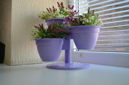 Кашпо пластиковое Каскад Антик из трех горшков на подставке 0,9л d-14,5см, лаванда 5plast 5PL0394