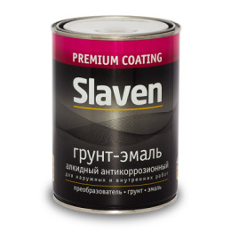 Грунт-эмаль "Slaven" быстросохнущий антикор. черный 0,5кг Р14858