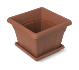 Горшок для цветов пластиковый Квадро с поддоном  0,63л 12х12х9см терракотовый Martika С160Т