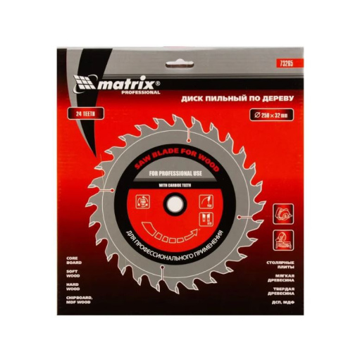 Диск пильный по дереву 250х32мм 24 зуба Matrix 73265