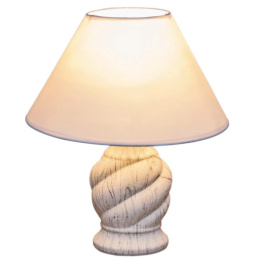 Лампа настольная с текстил. абажуром 40Вт цоколь - Е14 d-24см h-32см основание - керамика, белый Reluce 02016-0.7-01D