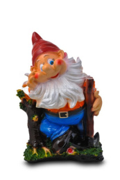 Фигурка садовая гипсовая Гном с киркой у пенька 33х48см ГусьДекорЛюкс 2С27