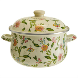 Кастрюля эмалированная Прованс 5,0л грушевидная с металл. крышкой Metalloni EM-1513