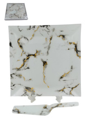 Набор для торта стеклянный 2 предмета (блюдо квадратное 300х300мм + лопатка), в п/у Lavenir S3100/2PDQ-CC038L