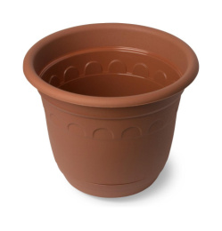 Горшок для цветов пластиковый Колывань с поддоном 10л d-30см h-25,6см терракотовый Martika С96Т