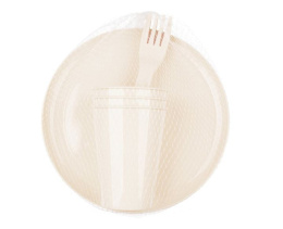 Набор посуды для пикника пластиковый на 3 персоны, 9 предметов, светло-бежевый Homver 222129625/01