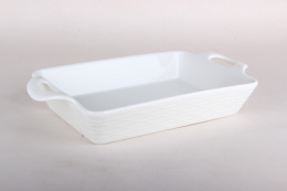 Форма для запекания фарфоровая жаропрочная прямоугольная 32,5х18х5,8см с ручками, белый Коралл ZD8446