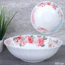 Салатник стеклокерамический 175мм/650мл Розы на голубом White Lily TW-70 (6801)/653676