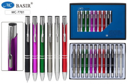 Ручка подарочная автоматическая, металлическая, синяя, корпус ассорти МС-7781