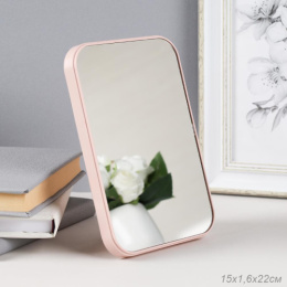 Зеркало настольное в пластиковом корпусе прямоугольное 15х22см, розовый U846/748058