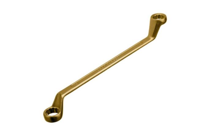 Ключ накидной изогнутый 17х19мм желтый цинк Сибртех 14626