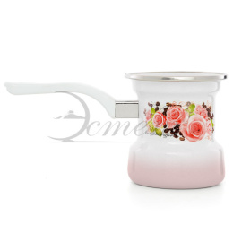 Турка эмалированная 0,4л с бакелитовой ручкой с декором Розы и кофе Эстет ЭТ-72893