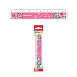 Линейка пластиковая 15см ErichKrause Floweer Scooter, с выемкой 55484