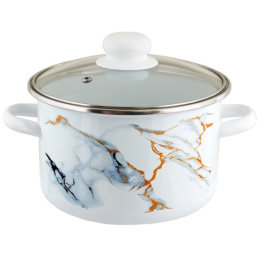 Кастрюля эмалированная Marble / Мрамор 4,0л цилиндрическая со стеклян. крышкой Appetite 1RD201S