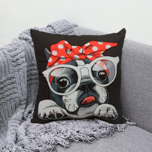 Подушка 40х40см габардин, поплин Мопс ДомВелл 